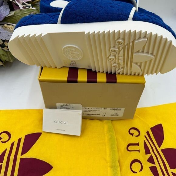 Men, Gucci, X Adidas, GG monogram slides size 12 made in Italy - Picture 4 of 7